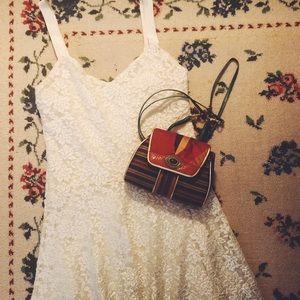 Free People White Lace Dress with Gold Ombré